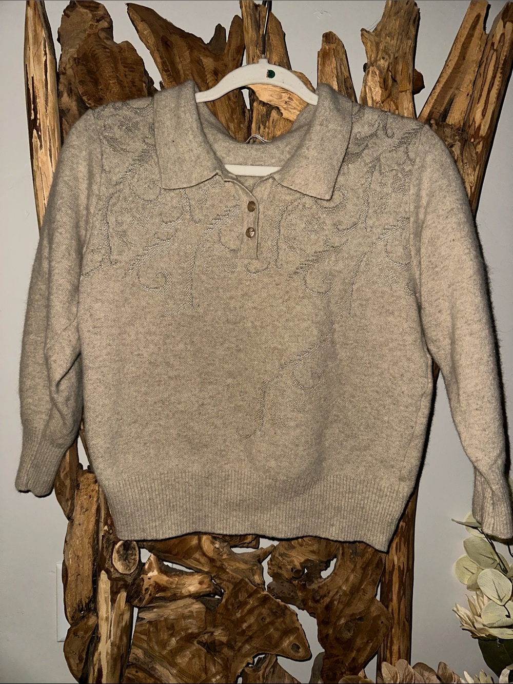 Classic Cream Collared Women's Sweater